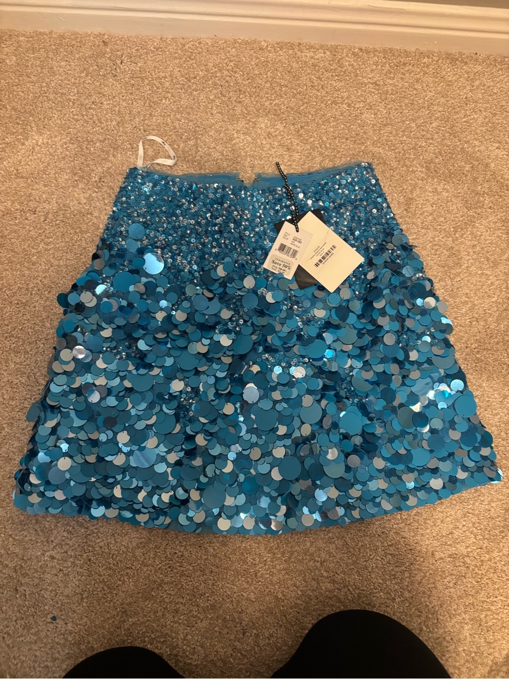 AJE Cherie Sequin Mini Skirt Azure Blue Size AU 6 US 2 NEW NWT - Picture 6 of 6